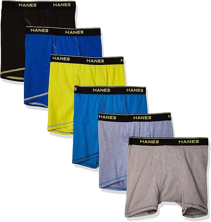 Hanes Boys' Cool Comfort Breathable Mesh Boxer Brief 6-Pack Assorted Color | Amazon (US)