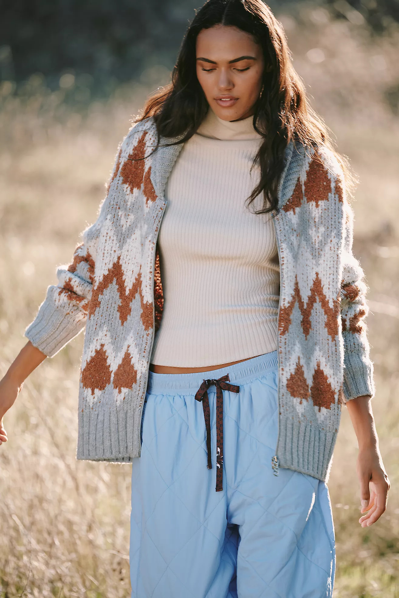 Varley Brockley Jacquard Zip-Front Cardigan Sweater | Anthropologie (US)