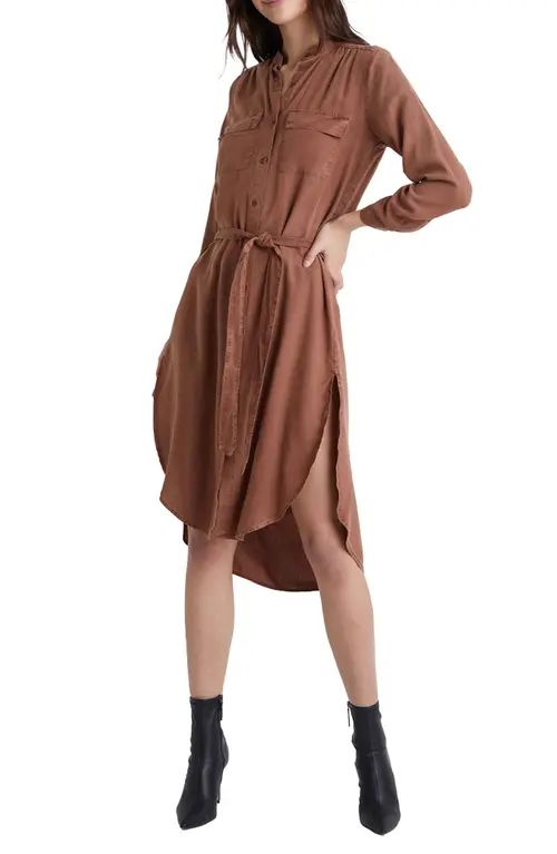 Bella Dahl Long Sleeve Tencel® Lyocell Shirtdress in Amber Brown at Nordstrom, Size X-Small | Nordstrom