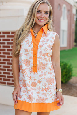 Sunny Courtyard Orange Floral Dress | The Mint Julep Boutique
