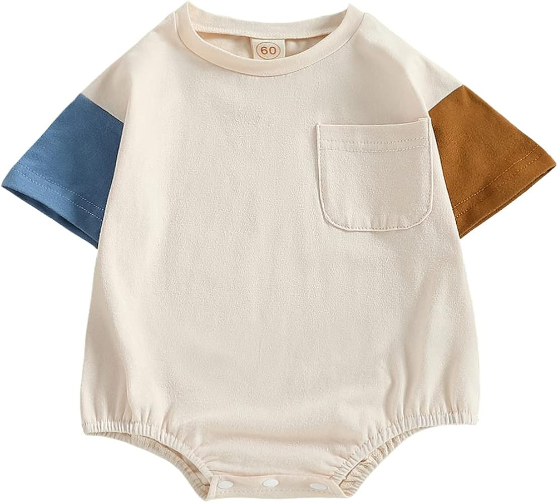 Twopumpkin Baby Bubble Romper Boy Oversized Onesie Retro Rompers Short Sleeve Shirts Summer Cloth... | Amazon (US)