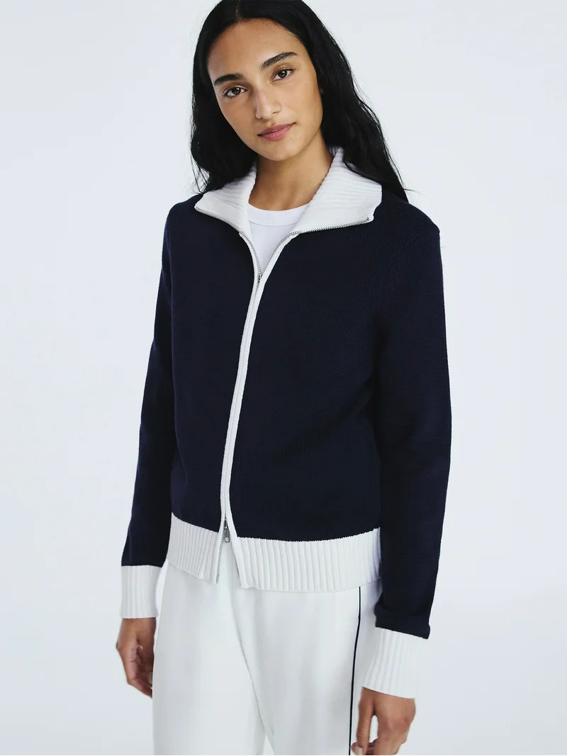 Free Assembly Women's Zip Front Sweater with Long Sleeves, Midweight, Sizes XS-XXL | Walmart (US)