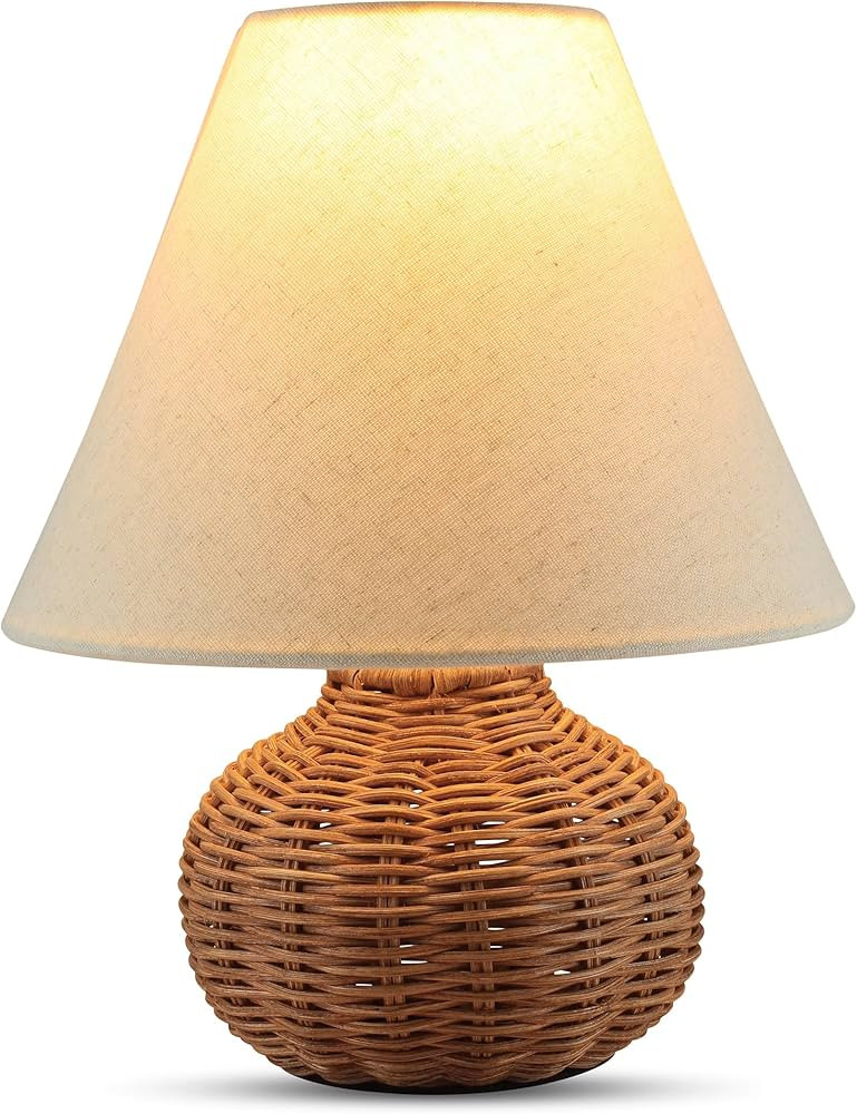 Dimmable Rattan Bamboo Woven Wicker Table Lamp - LED Bulb Included, Ideal for Bedroom, Living Roo... | Amazon (US)