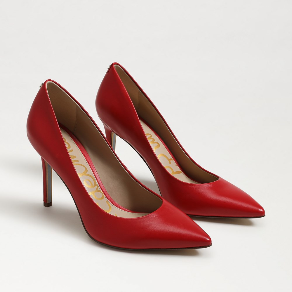 Sam Edelman Hazel Pointed Toe Pump Parisian Red Leather | Sam Edelman