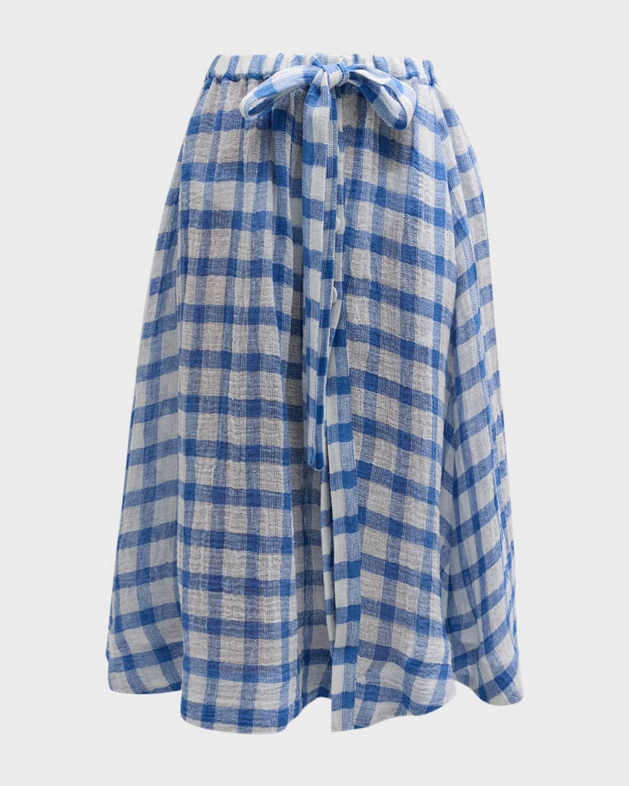 Lisa Marie Fernandez Gingham Full Circle Midi Skirt | Neiman Marcus