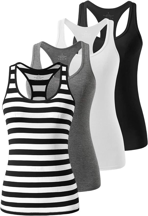 Femdouce Racerback Workout Tank top for Women Activewear Running top Yoga 4 Pack | Amazon (US)