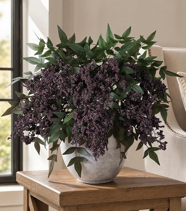 Artificial Plants Indoor 3 Pcs 35 Inch Faux Berry Stems for Vase Artificial Flowers Indoor for We... | Amazon (US)