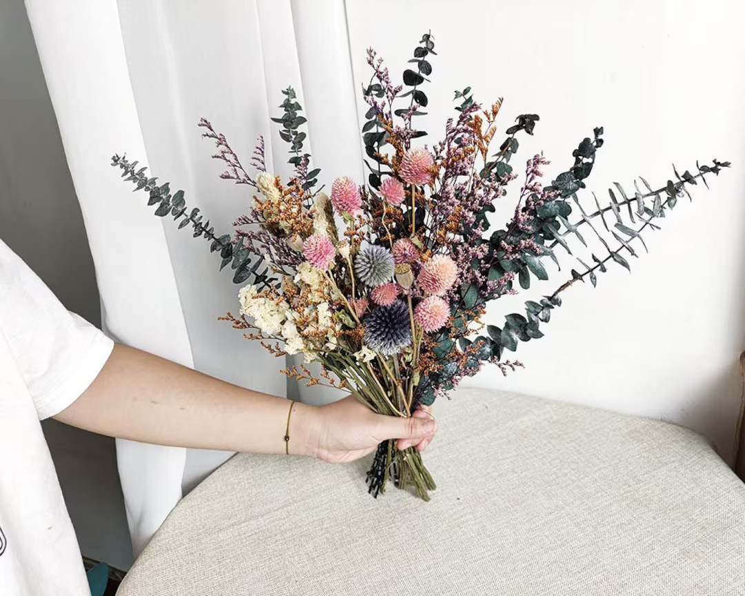 Dried Flowers Bouquet for Wedding，dry Flower Arrangement，natural Eucalyptus Bouquet ，bouque... | Etsy (US)
