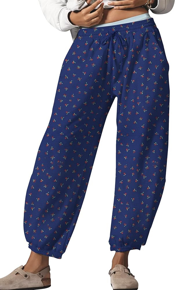 Ziesexy Leopard Pants Women Barrel Sweatpants Casual Baggy Cheetah Print Lounge Pants Drawstring ... | Amazon (US)