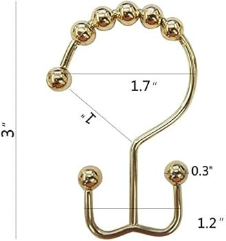 TOAOB Shower Curtain Hooks Rust-Resistan Stainless Steel Shower Curtain Rings Gold Shower Curtain... | Amazon (US)