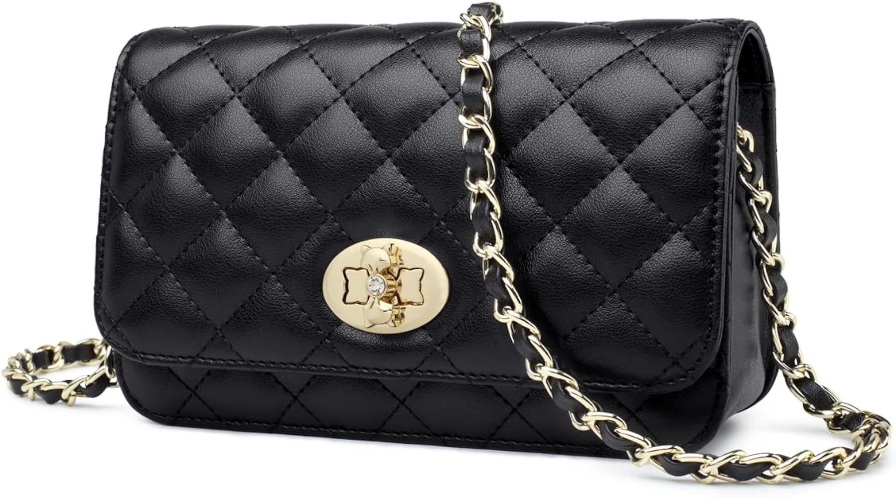 FOXLOVER Quilted Crossbody Purse for Women Faux Leather Trendy Ladies Shoulder Bag with Chain | Amazon (US)