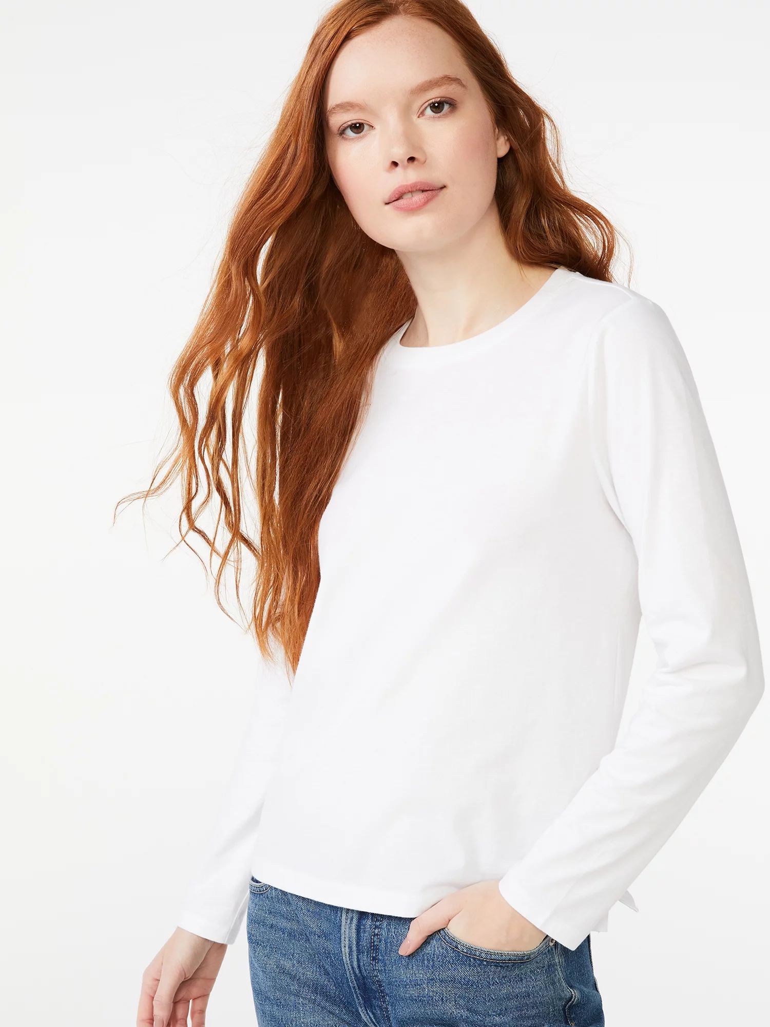 Free Assembly Women's Crewneck T-Shirt with Long Sleeves | Walmart (US)
