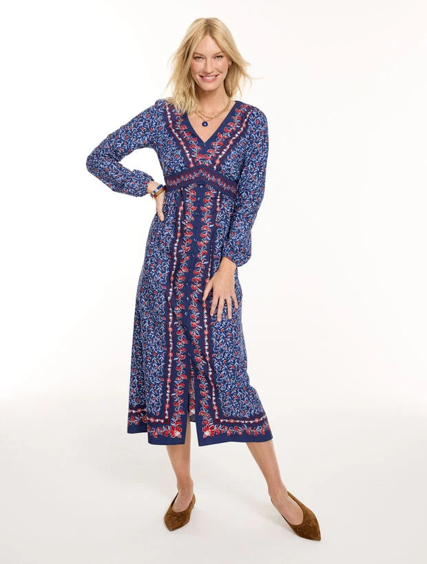 Poplin Fit & Flare Dress - Enchanting Floral | Talbots