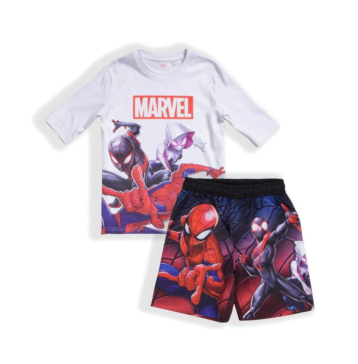 Spider-Man Big Boys Marvel Piece Swim Shirt and Trunks Set - White/black | Macy's