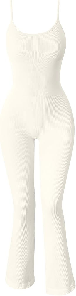 OQQ Women Yoga Jumpsuits Ribbed Exercise Adjustable Spaghetti Strips Tops Bell Bottoms Flare Jump... | Amazon (US)