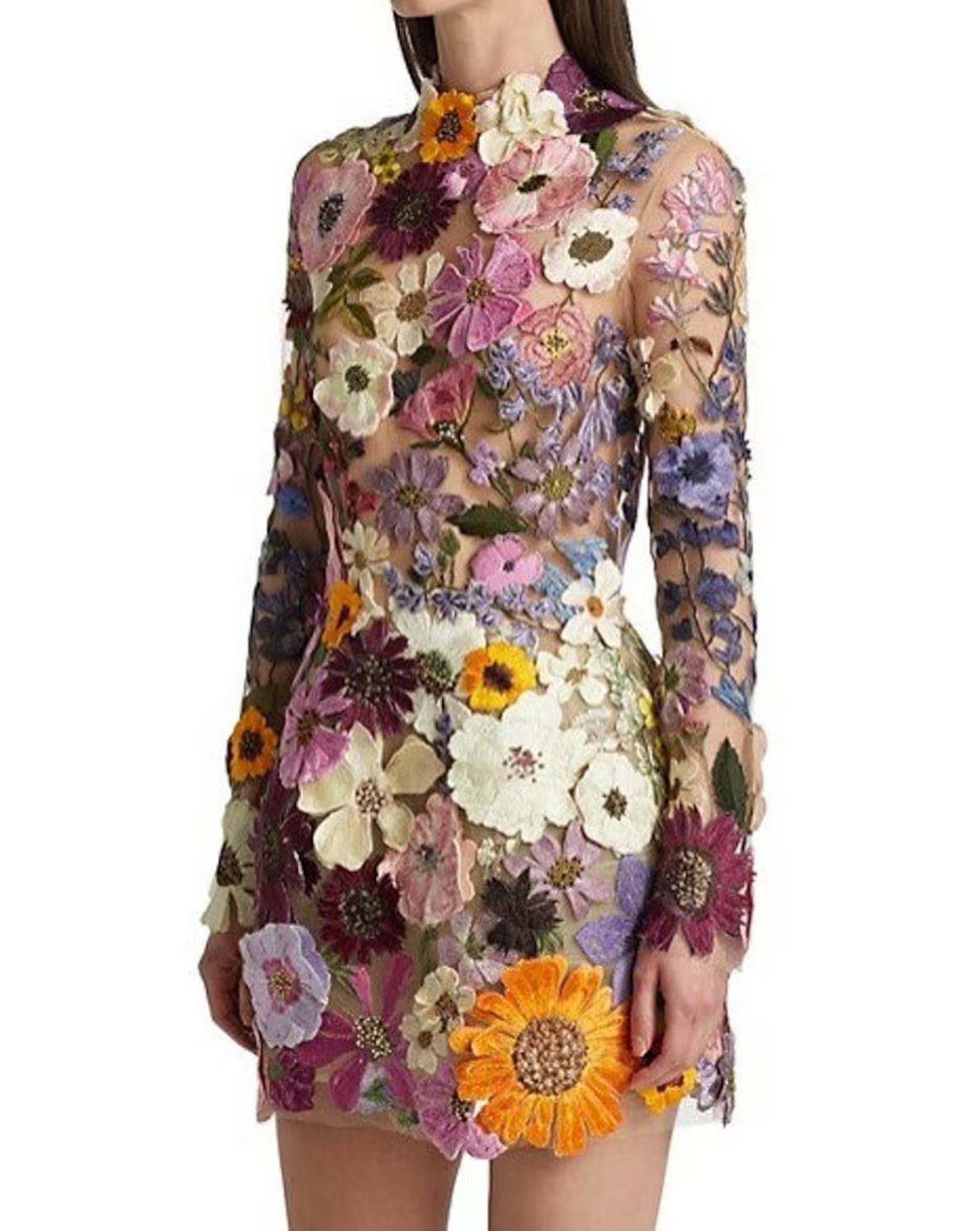 Long Sleeve Floral Mini Dress - Etsy | Etsy (US)