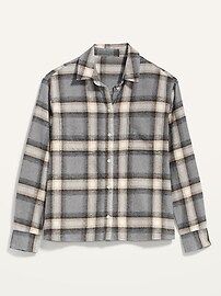 Cropped Plaid Flannel Boyfriend Shirt for Women | Old Navy (US)