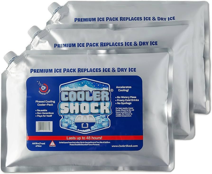 Cooler Shock Reusable Ice Packs for Cooler - Set of 3 Long Lasting Cold Freezer Packs for Large C... | Amazon (US)