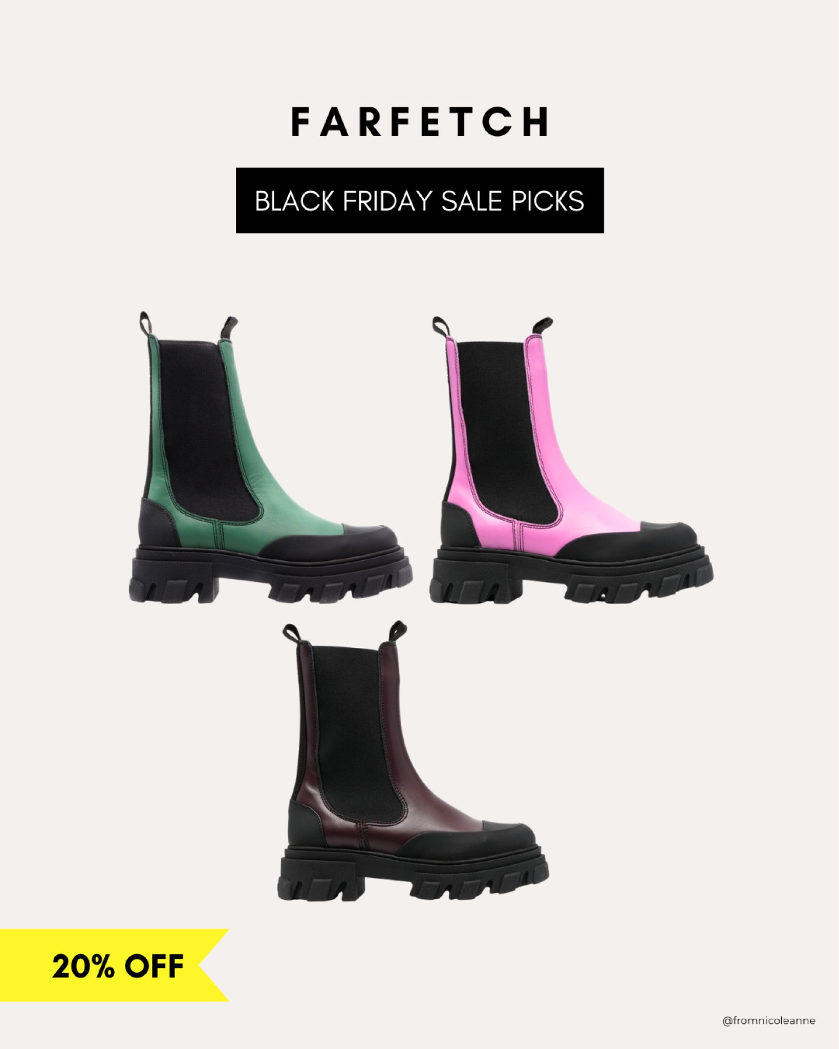 Farfetch Black Friday sale picks including the Ganni chelsea boots perfect for NYC winter! Currently an extra 20% off already discounted. I purchased the burgundy pair🛍️

#LTKSeasonal #LTKshoecrush #LTKCyberweek