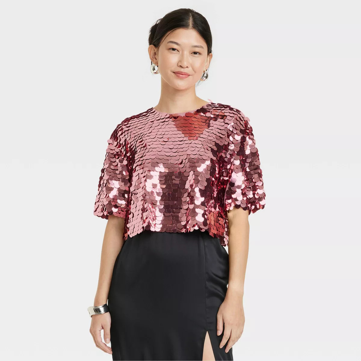 Women's Short Sleeve Paillettes - A New Day™ | Target