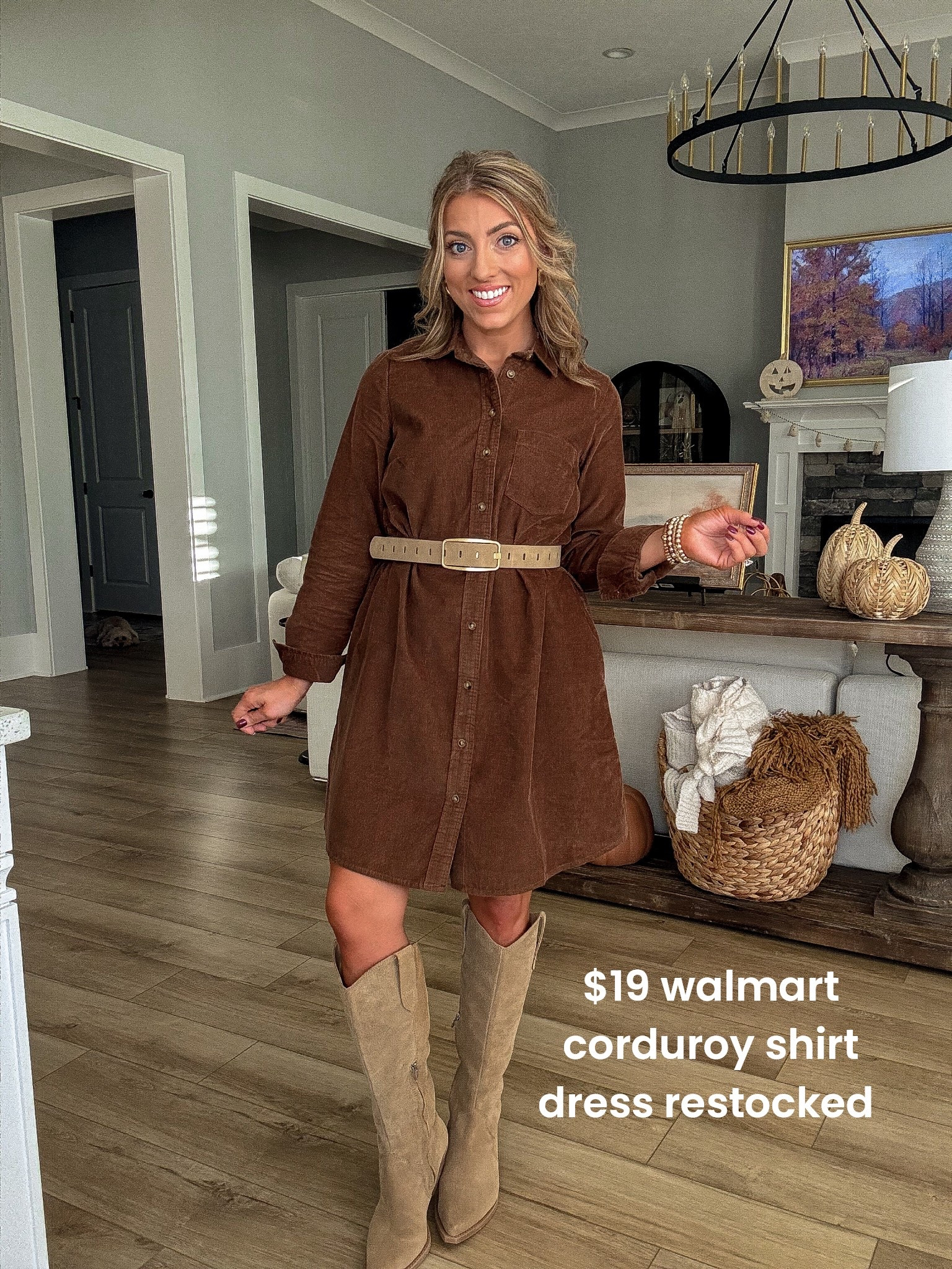 ✨ RESTOCKED! ✨
This $19 Walmart corduroy dress is back and it’s truly the perfect fall staple. The soft corduroy fabric, the button-down detail, the pockets, and that effortless relaxed fit make it one of my favorite throw-on-and-go outfits.

Dress it up with boots for Thanksgiving, style it casual for everyday errands, or belt it like I did here for a more polished look. It’s comfy, versatile, and feels way more expensive than $19!

Linking it now while sizes just restocked 🤎

#WalmartFashion #WalmartFinds #WalmartOutfit #FallDress #CorduroyDress #AffordableFashion #LTKWalmart #FallOutfits2025 #BudgetFriendlyStyle #RestockAlert