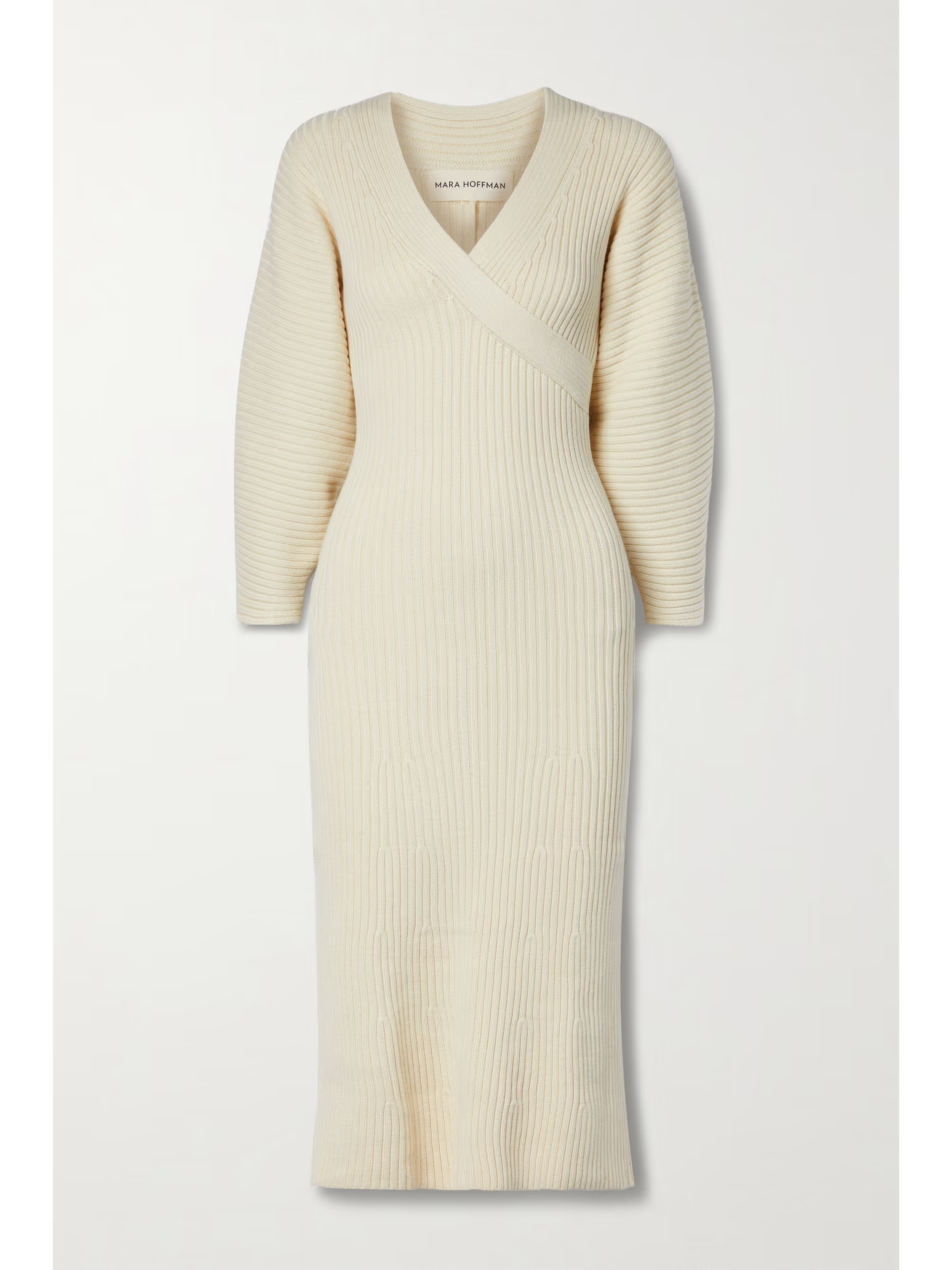 Ivory Samira wrap-effect ribbed organic cotton-blend midi dress | MARA HOFFMAN | NET-A-PORTER | NET-A-PORTER (US)