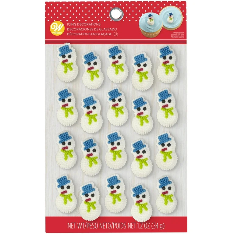 Wilton Christmas White Sugar Icing Decorations, Dot Matrix Mini Snowman, 20 Count,1.2 oz | Walmart (US)