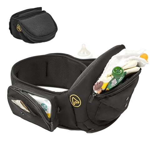 Baby Hip Carrier Stress Relief Expert, Ergonomic and Comfortable Baby Carrier with Hip Seat, Foldable Baby Carrier Newborn to Toddler with Adjustable Waistband and Multiple Pockets Up to 55lbs, Black | Amazon (US)