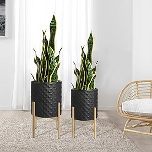 Oakrain Mid Century Planters for Indoor Plants, Set of 2, Modern Decorative Metal Planter Pots fo... | Amazon (US)