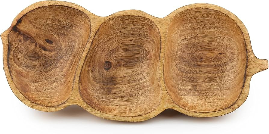 3 Compartment Serving Bowl - Wooden Divided Serving Tray - Peanut Shaped Bowl - Key Bowl - Candy ... | Amazon (US)