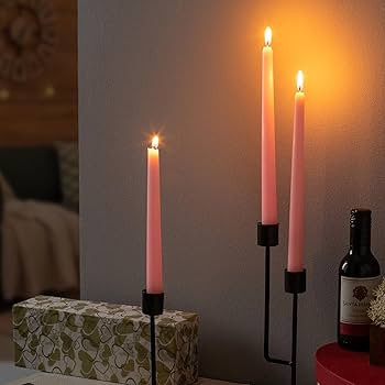 12 Pack Pink Taper Candles - Taper Candles 10 Inch Dripless, Smokeless & Unscented - 8 Hours Long... | Amazon (US)