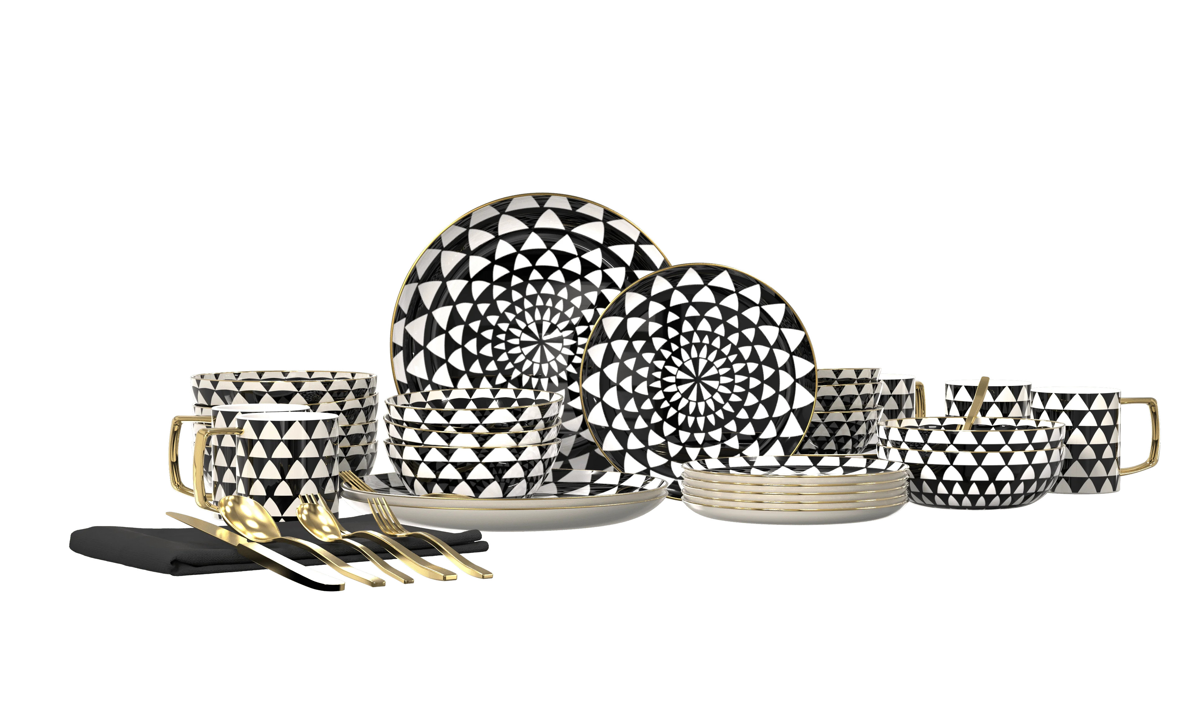 Thyme & Table 60-Piece Medallion Dinnerware & Gold Flatware Set, Service for 6 | Walmart (US)