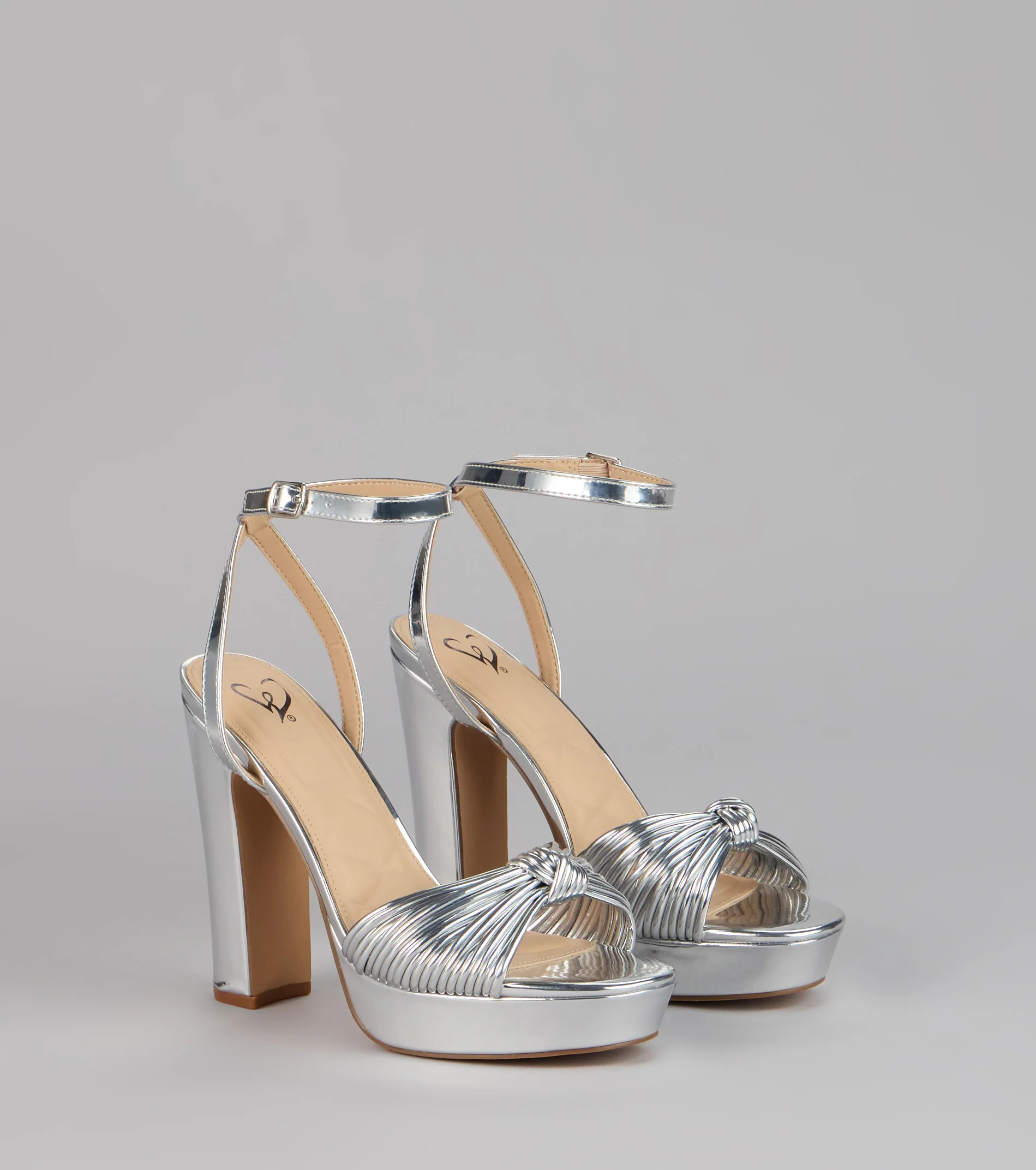 Disco Glow Metallic Knot Platform Heels | Windsor Stores