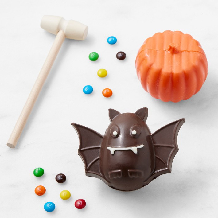 Chocolate Halloween Breakable Pumpkin & Bat, Set of 2 | Williams-Sonoma