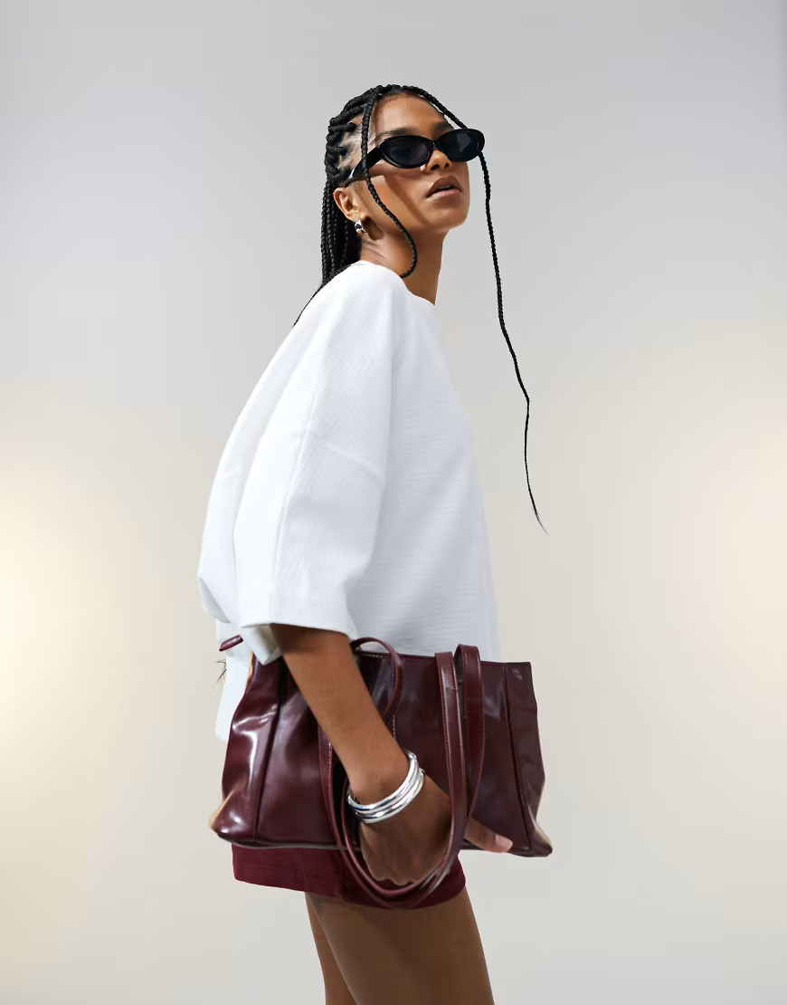 ASOS DESIGN slubby boxy short sleeve T-shirt in cream-Multi | ASOS (Global)