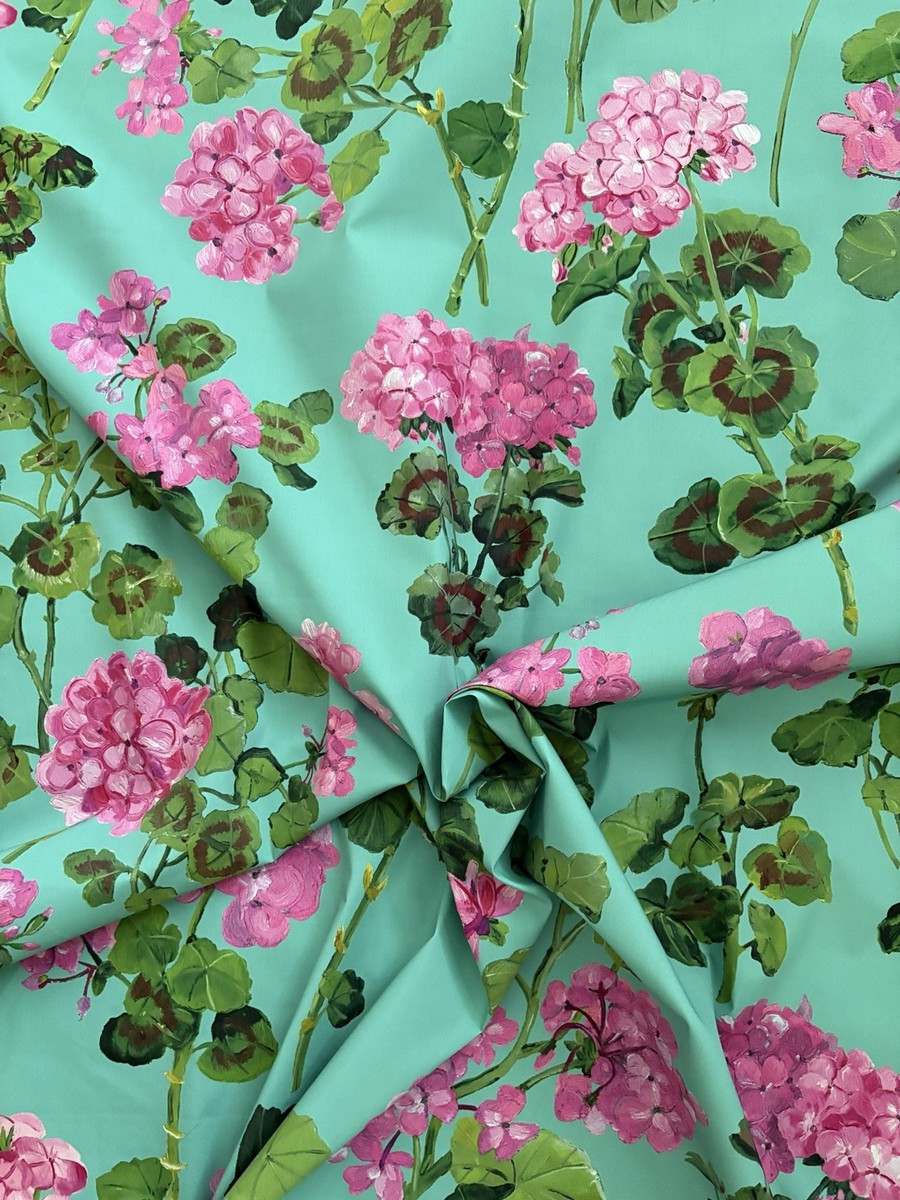 Oscar de La Renta Dress Deadstock Fabric Floral Cotton Poplin Geranium | eBay US
