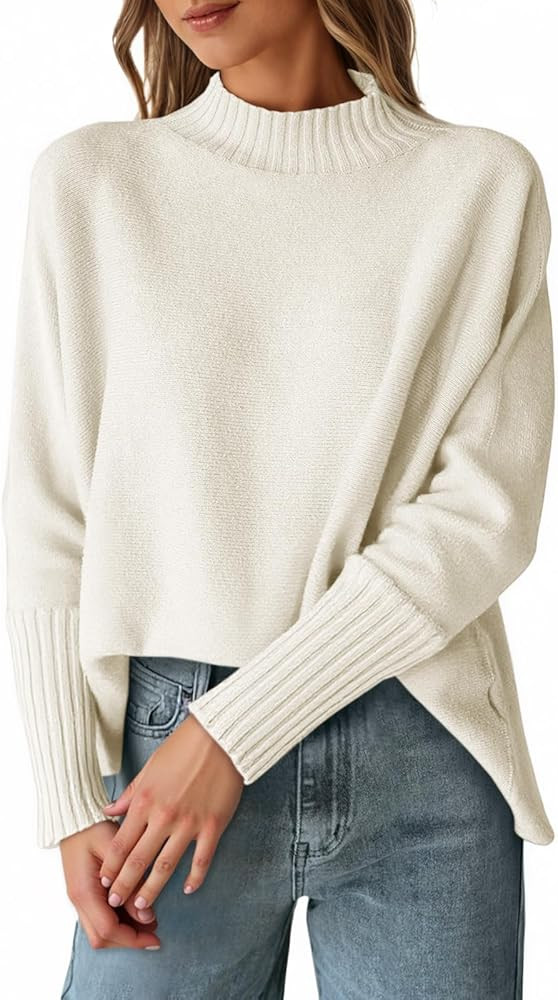 Cicy Bell Womens Mock Neck Sweaters Batwing Long Sleeve Chunky Knit Pullover Oversized Fall Casua... | Amazon (US)