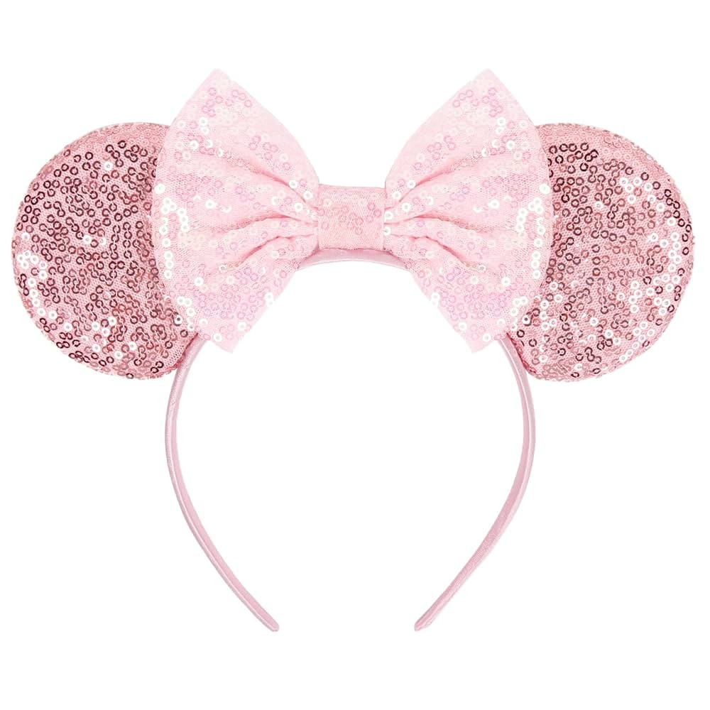 WOVOWOVO Mouse Ears Headbands for Women Sparkle Pink Bow Mouse Ears Hairbands Halloween Christmas... | Amazon (US)