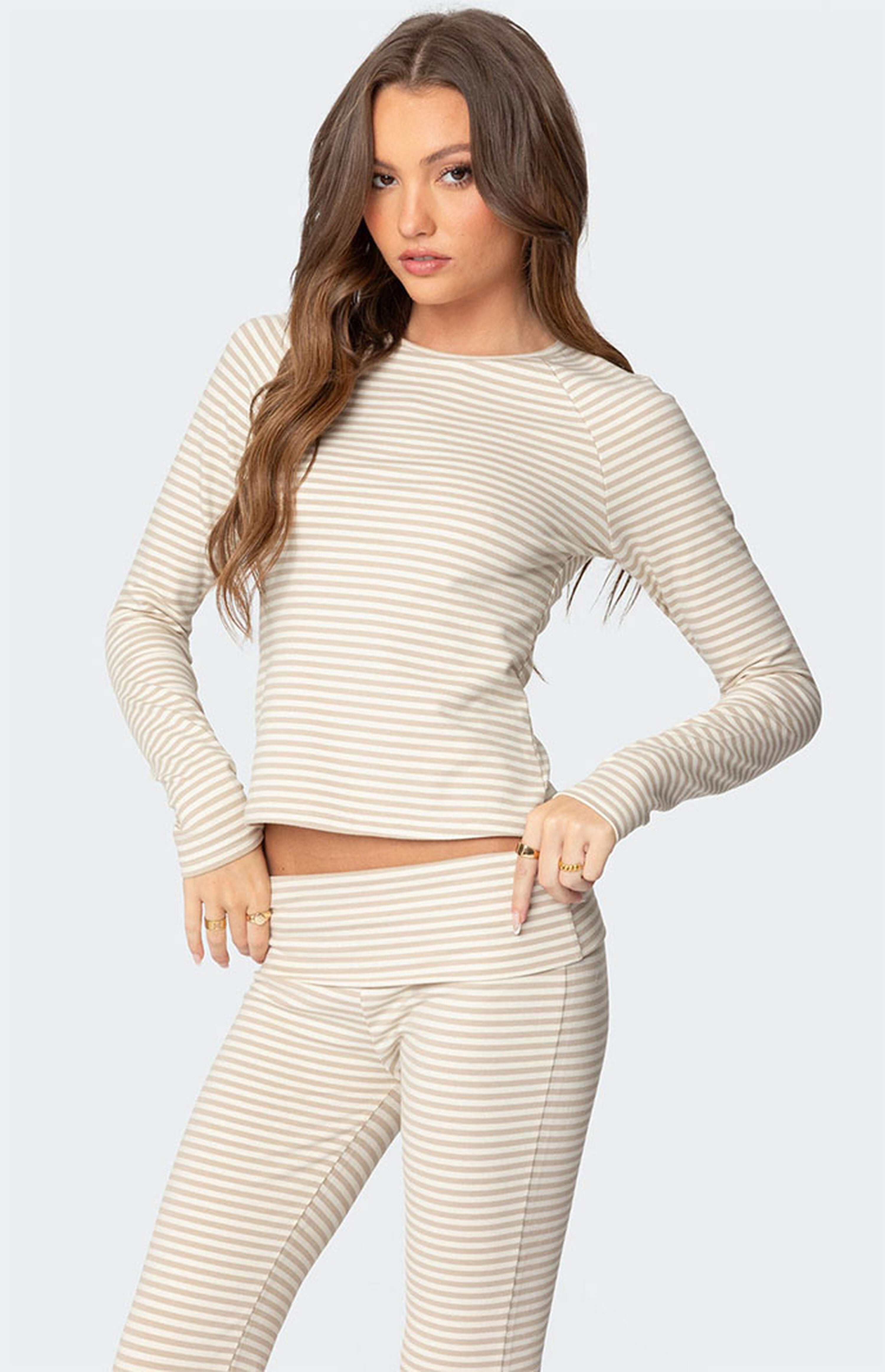 Edikted Kaeli Stripey Long Sleeve T-shirt | PacSun