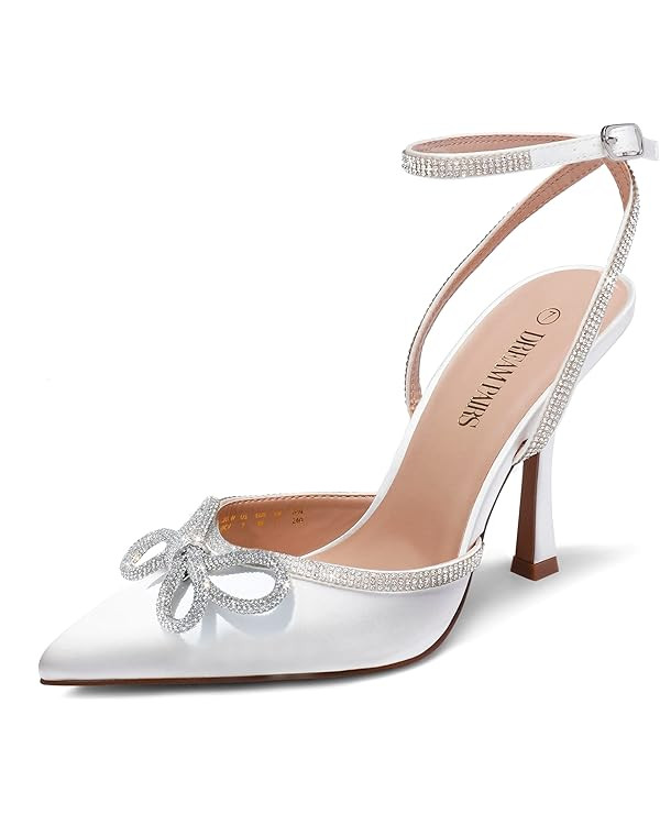 DREAM PAIRS Women's High Heels Destiny Closed Toe Strappy Heels Sexy Rhinestone Ankle Strap Pumps... | Amazon (US)