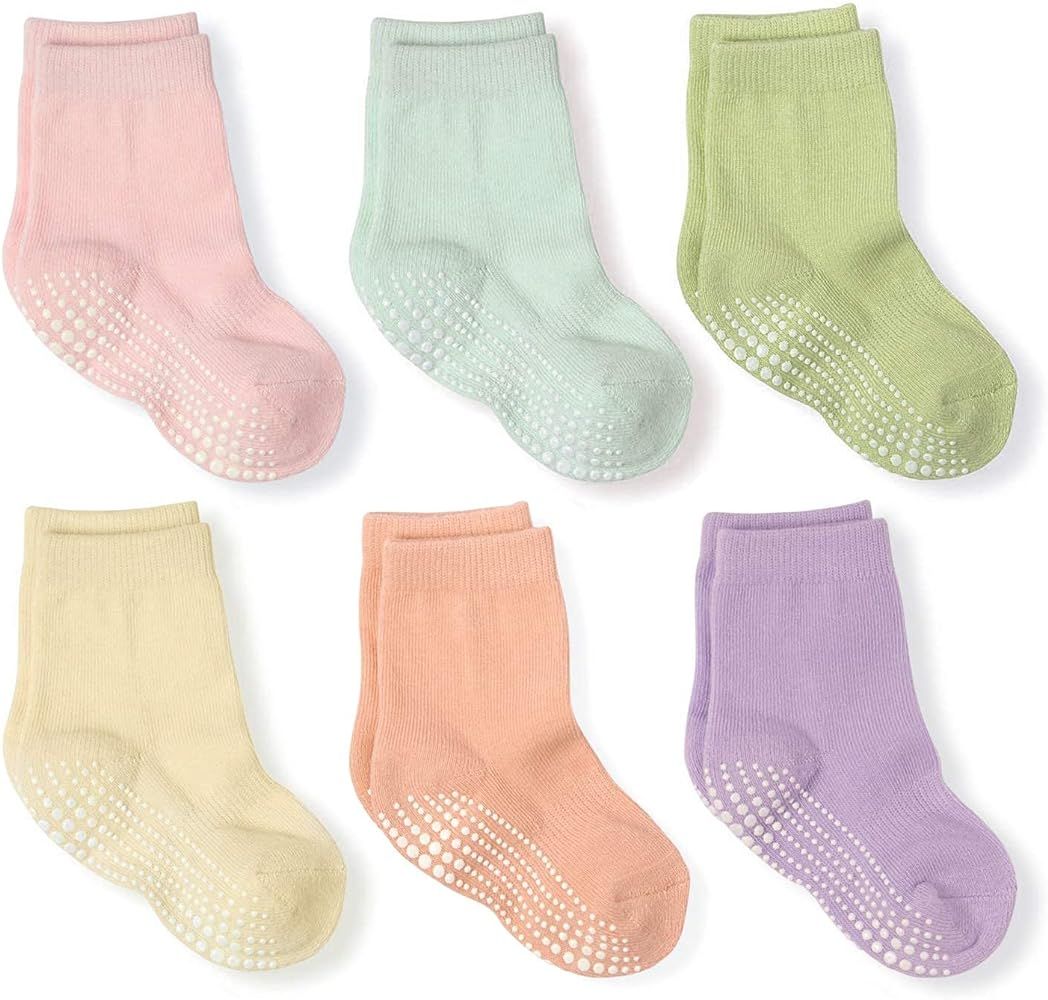 LA ACTIVE Non Slip Grip Ankle Boys and Girls Socks for Babies Toddlers and Kids | Amazon (US)