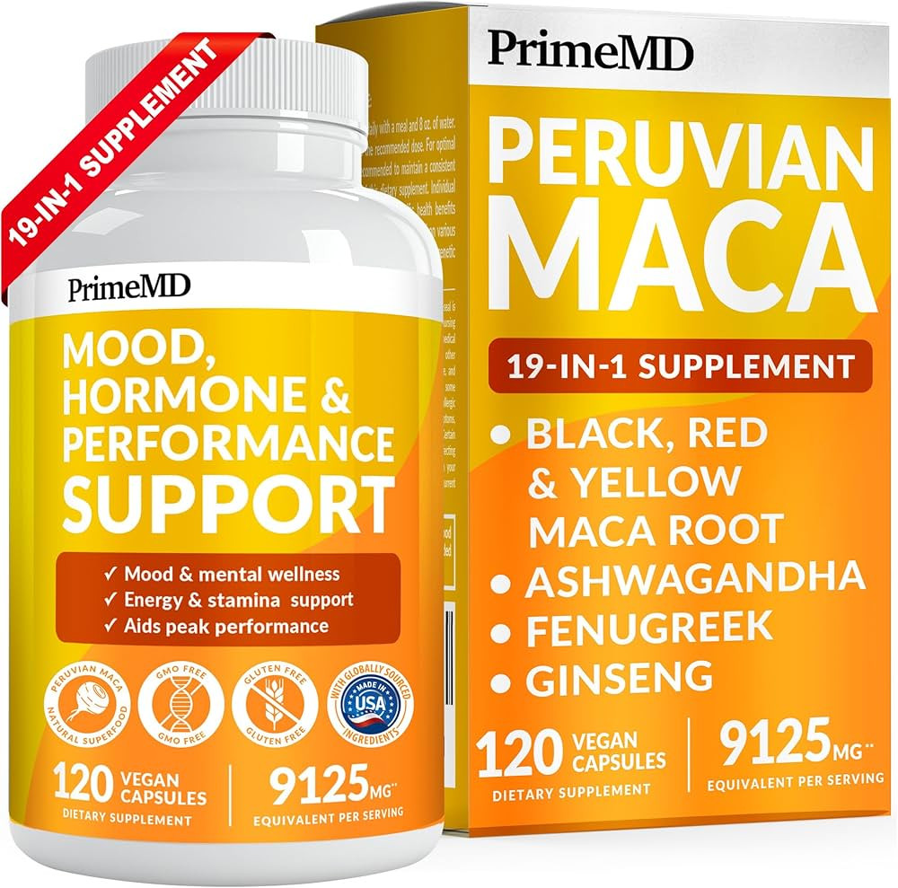 19-in-1 Peruvian Maca Root Capsules - 9125 mg Ashwagandha Supplements with Maca Fenugreek & Ginse... | Amazon (US)
