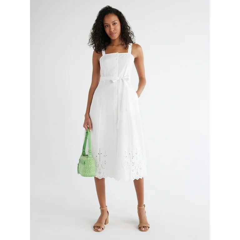 Time and Tru Women's Button Front Eyelet Dress - Walmart.com | Walmart (US)