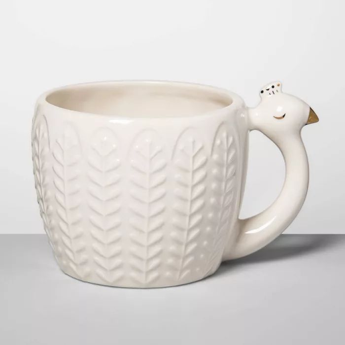 14oz Stoneware Peacock Figural Mug Cream - Opalhouse™ | Target