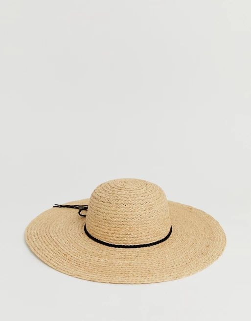 ASOS DESIGN natural straw floppy hat with braid braid and size adjuster | ASOS (Global)