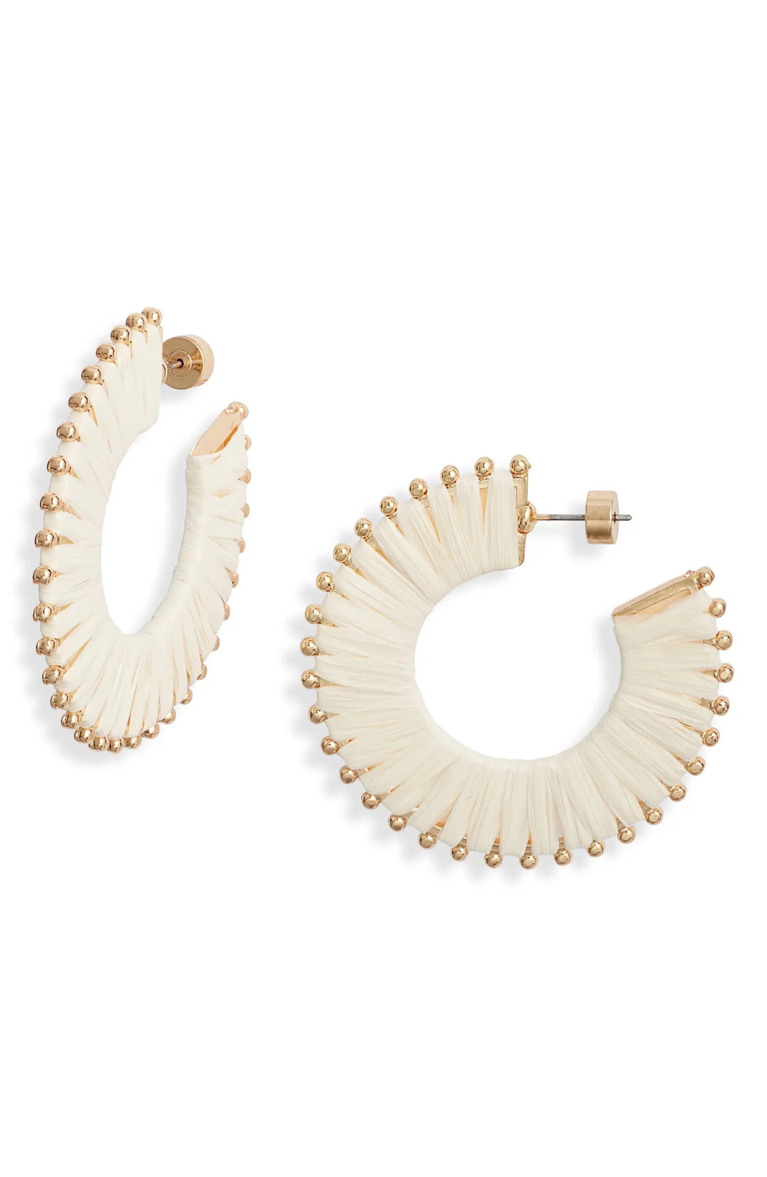 Raffia Wrapped Flat Hoop Earrings | Nordstrom