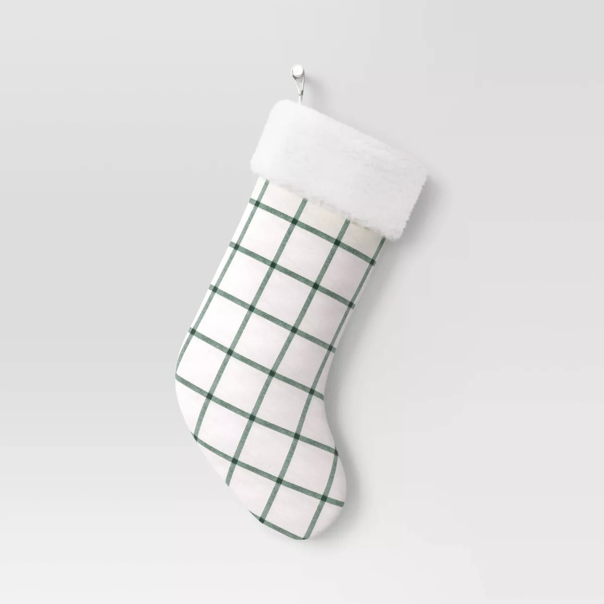 20" Woven Windowpane Plaid Christmas Stocking with Faux Shearling Cuff - Wondershop™ | Target