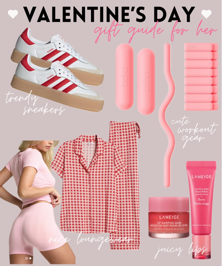 Quick little Valentines gift inspiration! Went all pink for graphic but it all comes in other colors 🥰
Valentines gift, valentines gift guide, gifts for her, adidas, laneige, bala fitness, cute loungewear 

#LTKGiftGuide #LTKshoecrush #LTKSeasonal