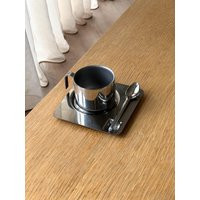 Vintage Stainless Steel Coffee Cup & Saucer, Inox Cups, Vintage Drinkware, Espresso Cups | Etsy (US)