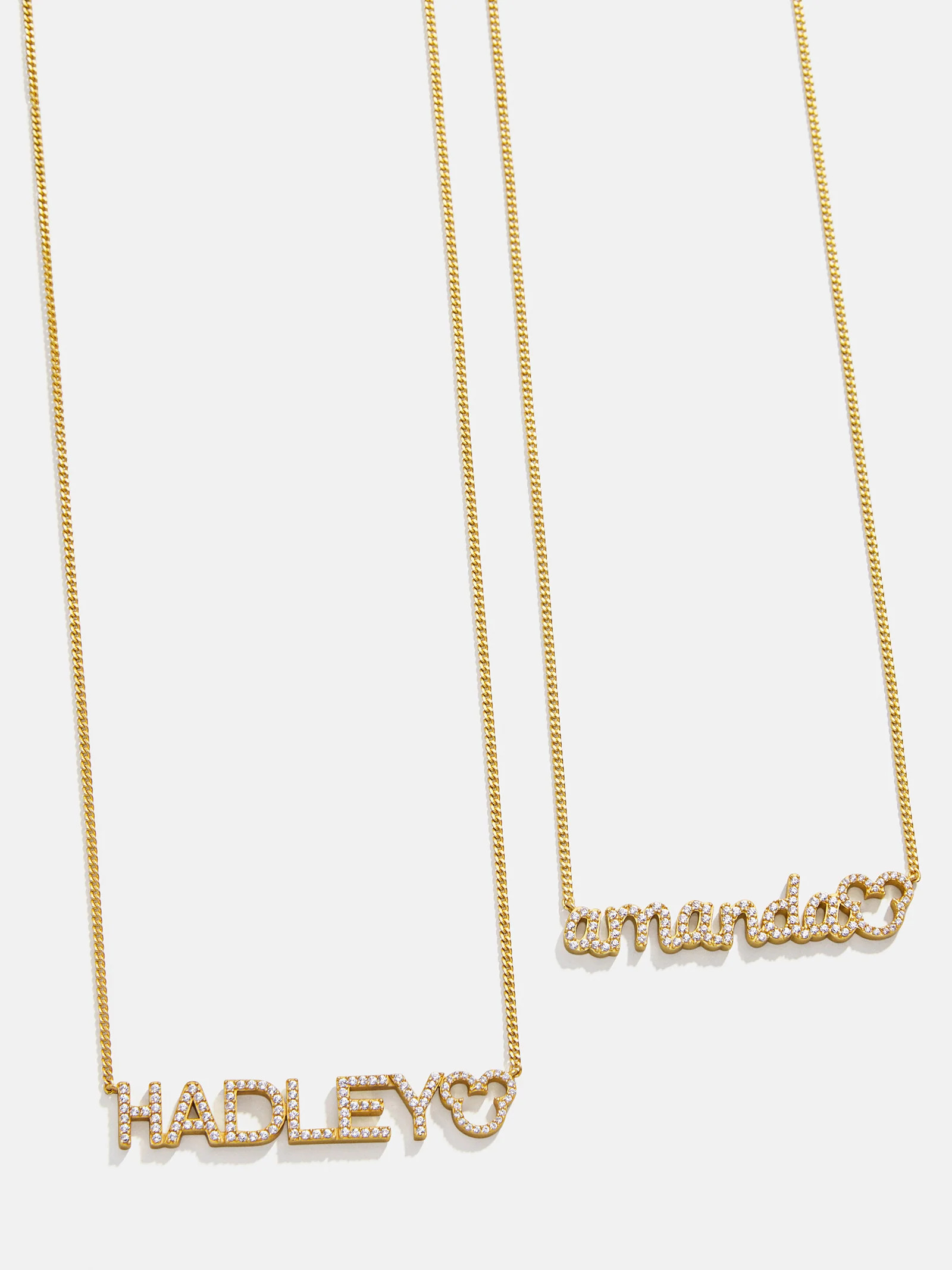 Mickey Mouse Disney 18K Gold Plated Sterling Silver Custom Nameplate Necklace - Gold/Pavé | BaubleBar (US)